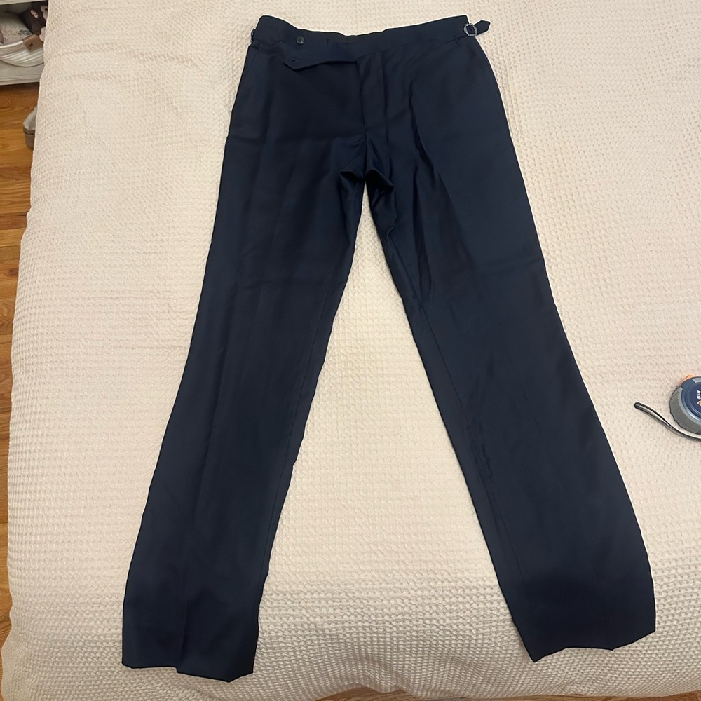 New Spier & Mackay Wool Trousers - side tabs, navy, 33x32